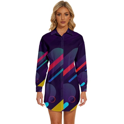 Colorful-abstract-background Womens Long Sleeve Shirt Dress by Salman4z