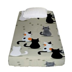 Cute-cat-seamless-pattern Fitted Sheet (single Size) by Salman4z