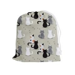 Cute-cat-seamless-pattern Drawstring Pouch (xl) by Salman4z