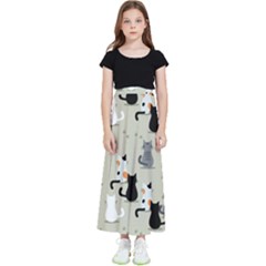 Cute-cat-seamless-pattern Kids  Flared Maxi Skirt by Salman4z