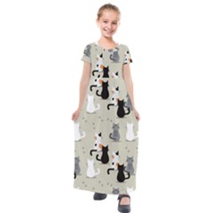 Cute-cat-seamless-pattern Kids  Short Sleeve Maxi Dress by Salman4z