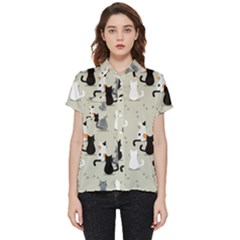 Cute-cat-seamless-pattern Short Sleeve Pocket Shirt by Salman4z