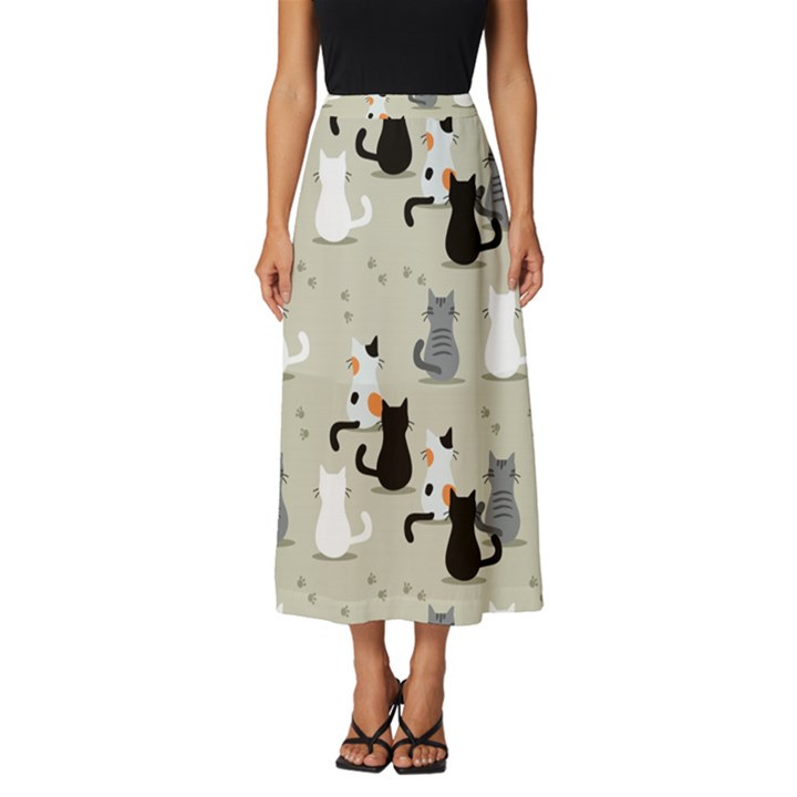 Cute-cat-seamless-pattern Classic Midi Chiffon Skirt