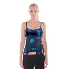 Gradient Geometric Shapes Dark Background Spaghetti Strap Top by Salman4z