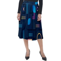 Gradient Geometric Shapes Dark Background Classic Velour Midi Skirt 