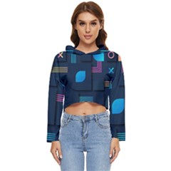 Gradient Geometric Shapes Dark Background Women s Lightweight Cropped Hoodie by Salman4z