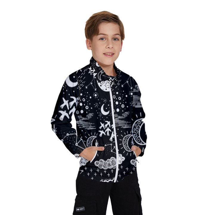 Vector-set-sketch-drawn-with-space Kids  Windbreaker