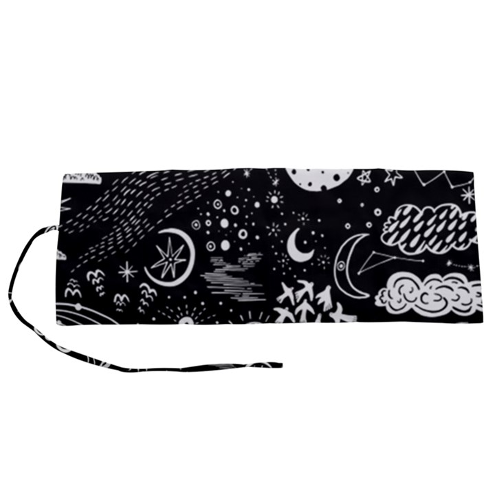 Vector-set-sketch-drawn-with-space Roll Up Canvas Pencil Holder (S)