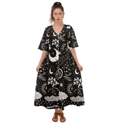 Vector-set-sketch-drawn-with-space Kimono Sleeve Boho Dress by Salman4z