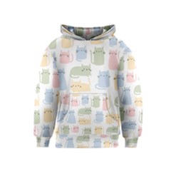 Cute-cat-colorful-cartoon-doodle-seamless-pattern Kids  Pullover Hoodie by Salman4z