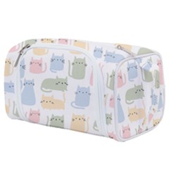 Cute-cat-colorful-cartoon-doodle-seamless-pattern Toiletries Pouch by Salman4z