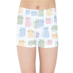 Cute-cat-colorful-cartoon-doodle-seamless-pattern Kids  Sports Shorts by Salman4z