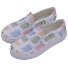 Cute-cat-colorful-cartoon-doodle-seamless-pattern Kids  Canvas Slip Ons by Salman4z