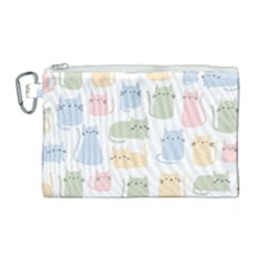 Cute-cat-colorful-cartoon-doodle-seamless-pattern Canvas Cosmetic Bag (large) by Salman4z