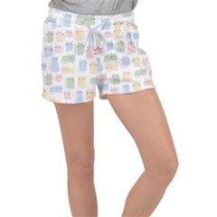 Cute-cat-colorful-cartoon-doodle-seamless-pattern Women s Velour Lounge Shorts by Salman4z