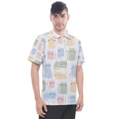 Cute-cat-colorful-cartoon-doodle-seamless-pattern Men s Polo Tee by Salman4z