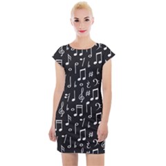 Chalk-music-notes-signs-seamless-pattern Cap Sleeve Bodycon Dress by Salman4z