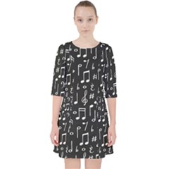 Chalk-music-notes-signs-seamless-pattern Quarter Sleeve Pocket Dress by Salman4z