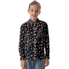 Chalk-music-notes-signs-seamless-pattern Kids  Long Sleeve Shirt by Salman4z