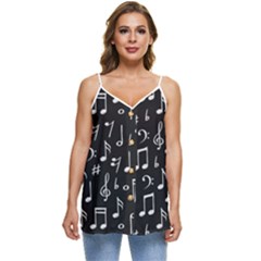 Chalk-music-notes-signs-seamless-pattern Casual Spaghetti Strap Chiffon Top by Salman4z