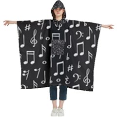 Chalk-music-notes-signs-seamless-pattern Women s Hooded Rain Ponchos by Salman4z