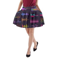 Colorful-sound-wave-set A-line Pocket Skirt by Salman4z