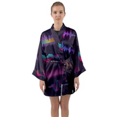 Colorful-sound-wave-set Long Sleeve Satin Kimono by Salman4z