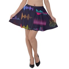 Colorful-sound-wave-set Velvet Skater Skirt by Salman4z