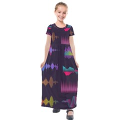 Colorful-sound-wave-set Kids  Short Sleeve Maxi Dress by Salman4z