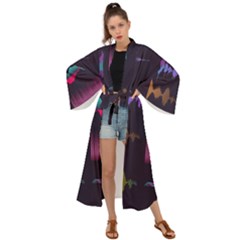 Colorful-sound-wave-set Maxi Kimono by Salman4z