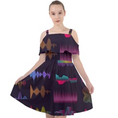 Colorful-sound-wave-set Cut Out Shoulders Chiffon Dress by Salman4z