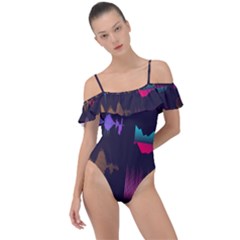 Colorful-sound-wave-set Frill Detail One Piece Swimsuit by Salman4z