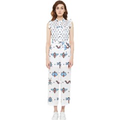 Insects-icons-square-seamless-pattern Women s Frill Top Chiffon Jumpsuit by Salman4z