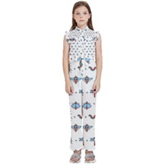 Insects-icons-square-seamless-pattern Kids  Sleeveless Ruffle Edge Band Collar Chiffon One Piece by Salman4z