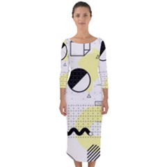 Graphic-design-geometric-background Quarter Sleeve Midi Bodycon Dress by Salman4z