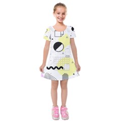 Graphic-design-geometric-background Kids  Short Sleeve Velvet Dress