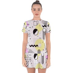 Graphic-design-geometric-background Drop Hem Mini Chiffon Dress by Salman4z