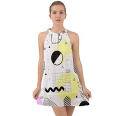 Graphic-design-geometric-background Halter Tie Back Chiffon Dress by Salman4z