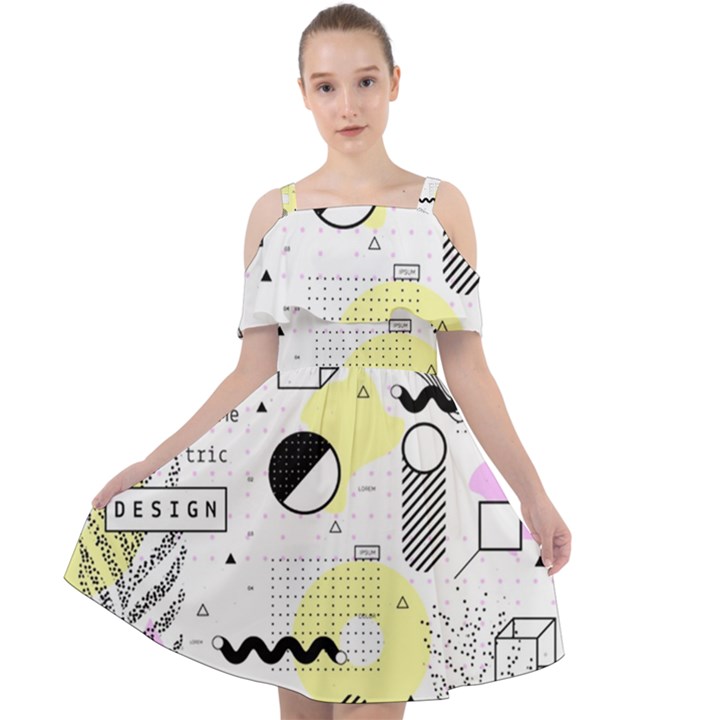 Graphic-design-geometric-background Cut Out Shoulders Chiffon Dress