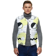 Graphic-design-geometric-background Men s Short Button Up Puffer Vest	