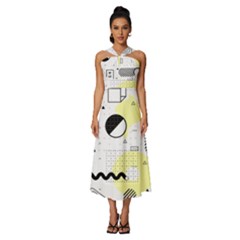 Graphic-design-geometric-background Sleeveless Cross Front Cocktail Midi Chiffon Dress by Salman4z