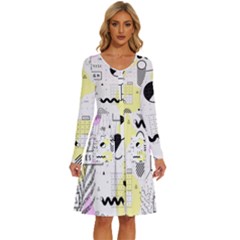 Graphic-design-geometric-background Long Sleeve Dress With Pocket by Salman4z