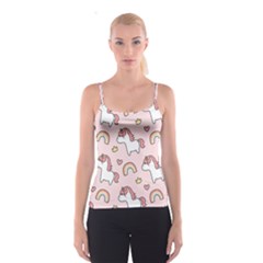 Cute-unicorn-rainbow-seamless-pattern-background Spaghetti Strap Top by Salman4z