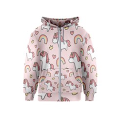 Cute-unicorn-rainbow-seamless-pattern-background Kids  Zipper Hoodie