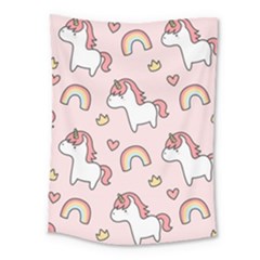 Cute-unicorn-rainbow-seamless-pattern-background Medium Tapestry