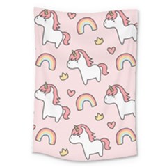 Cute-unicorn-rainbow-seamless-pattern-background Large Tapestry