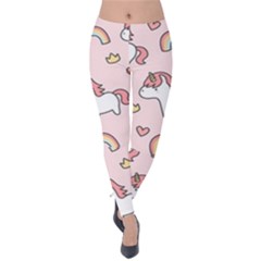 Cute-unicorn-rainbow-seamless-pattern-background Velvet Leggings by Salman4z