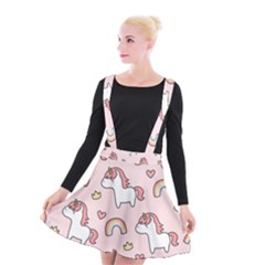 Cute-unicorn-rainbow-seamless-pattern-background Suspender Skater Skirt by Salman4z