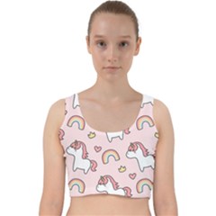 Cute-unicorn-rainbow-seamless-pattern-background Velvet Racer Back Crop Top by Salman4z