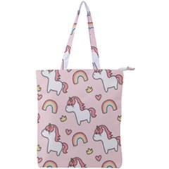 Cute-unicorn-rainbow-seamless-pattern-background Double Zip Up Tote Bag by Salman4z